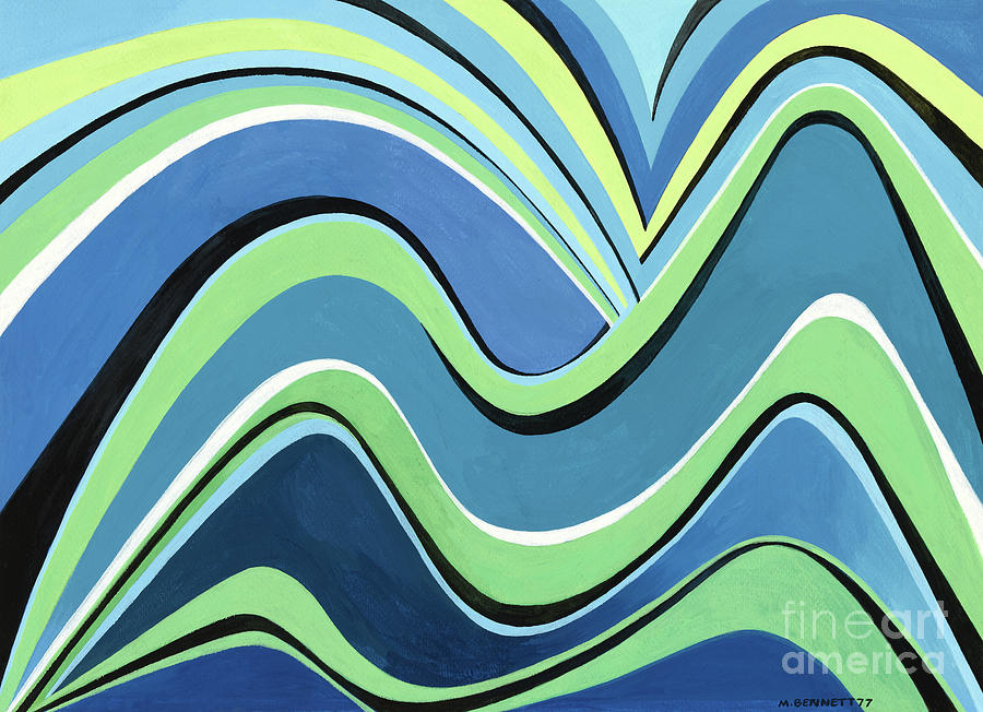Untitled  Abstract Blue and Green Painting by Manuel Bennett