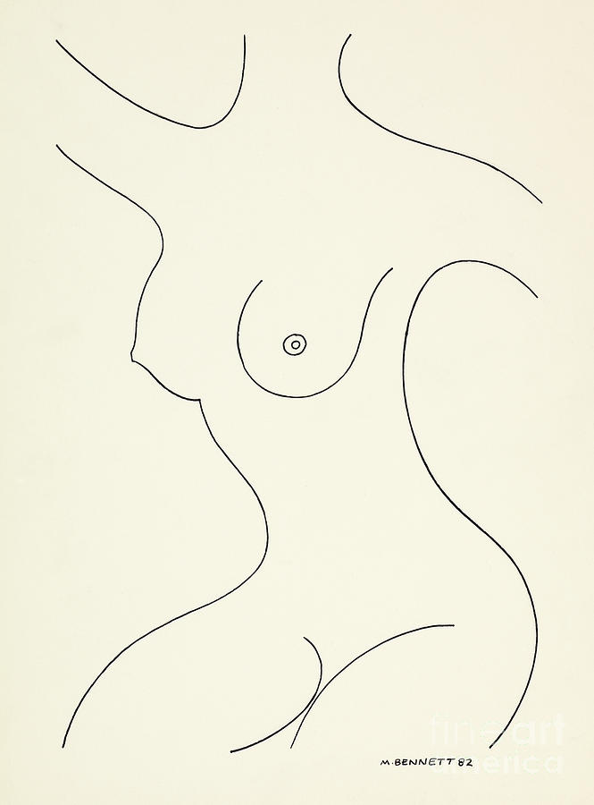 Untitled Female nude outline Drawing by Manuel Bennett