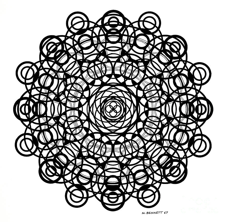 Black And White Drawing - Untitled  Mandala by Manuel Bennett