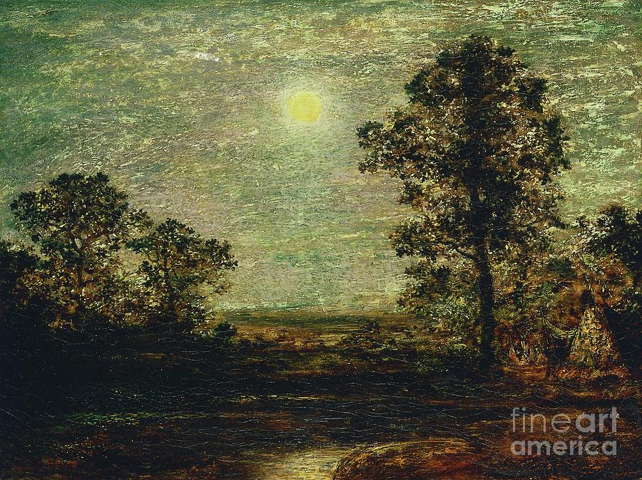 Untitled Moonlit Landscape Oil On Panel Painting by Ralph Albert Blakelock
