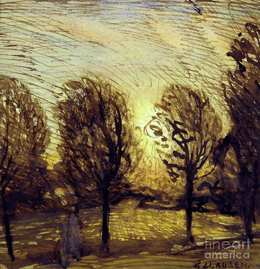 Untitled Study Of Trees Painting by George Clausen