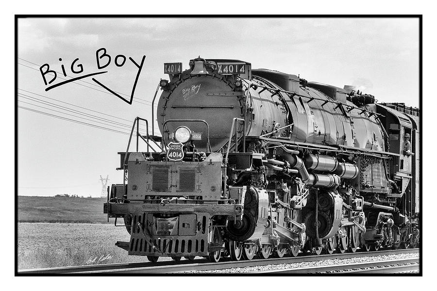 Vintage Photograph - UP 4014 - Big Boy - Black-and-White - Border by Steaming It Up