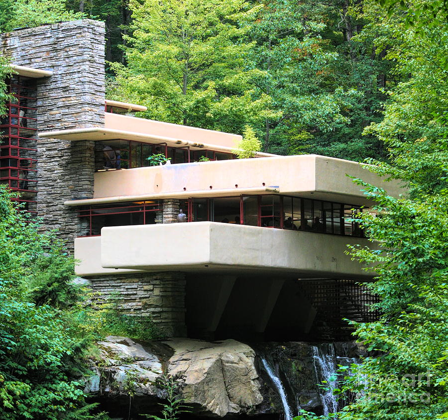 Up Close Fallingwater Frank Lloyd Wright Color  Photograph by Chuck Kuhn