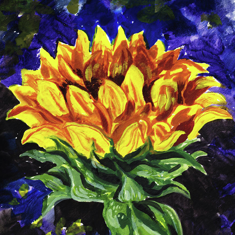 Up To The Sun Sunflower Impressionism  Painting by Irina Sztukowski