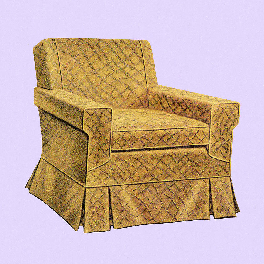 Vintage Drawing - Upholstered Armchair by CSA Images