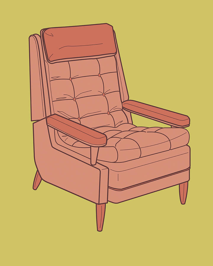 Vintage Drawing - Upholstered Chair by CSA Images