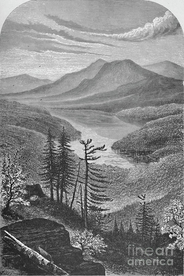 Upper Ausable Lake Drawing by Print Collector