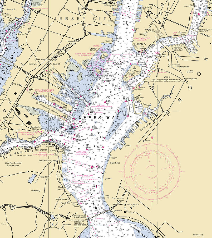 Upper Bay-new York Nautical Chart Mixed Media By Bret Johnstad - Fine 