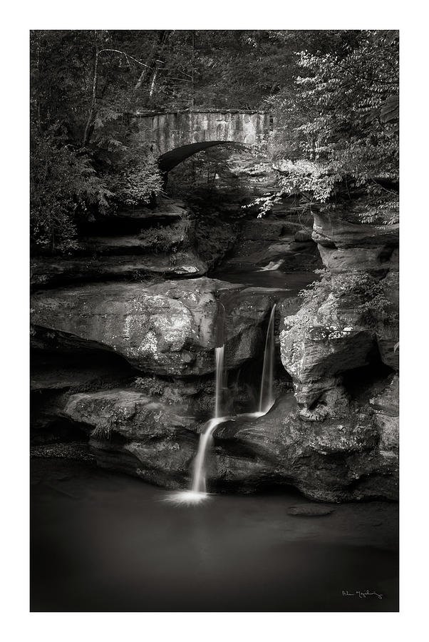 Black And White Photograph - Upper Falls Old Mans Cave Bw by Alan Majchrowicz