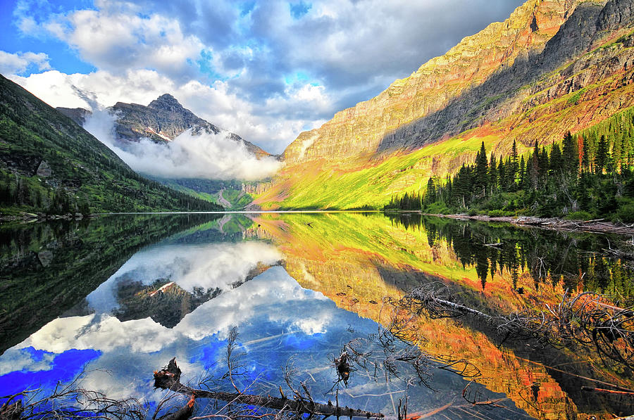 Upper Two Medicine Lake At Sunrise Photograph by J.  Lindhardt  Photography