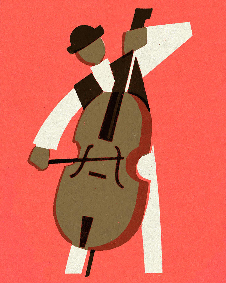 Bass Drawing - Upright Bass Player by CSA Images