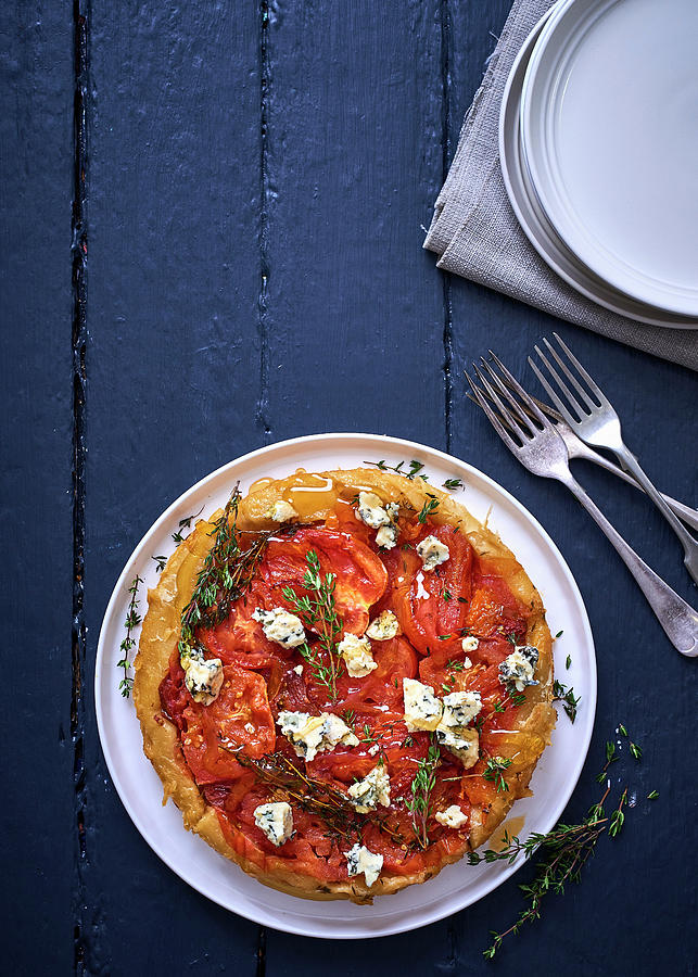 Upside-down Tomato And Blue-cheese Tart Photograph by Great Stock!