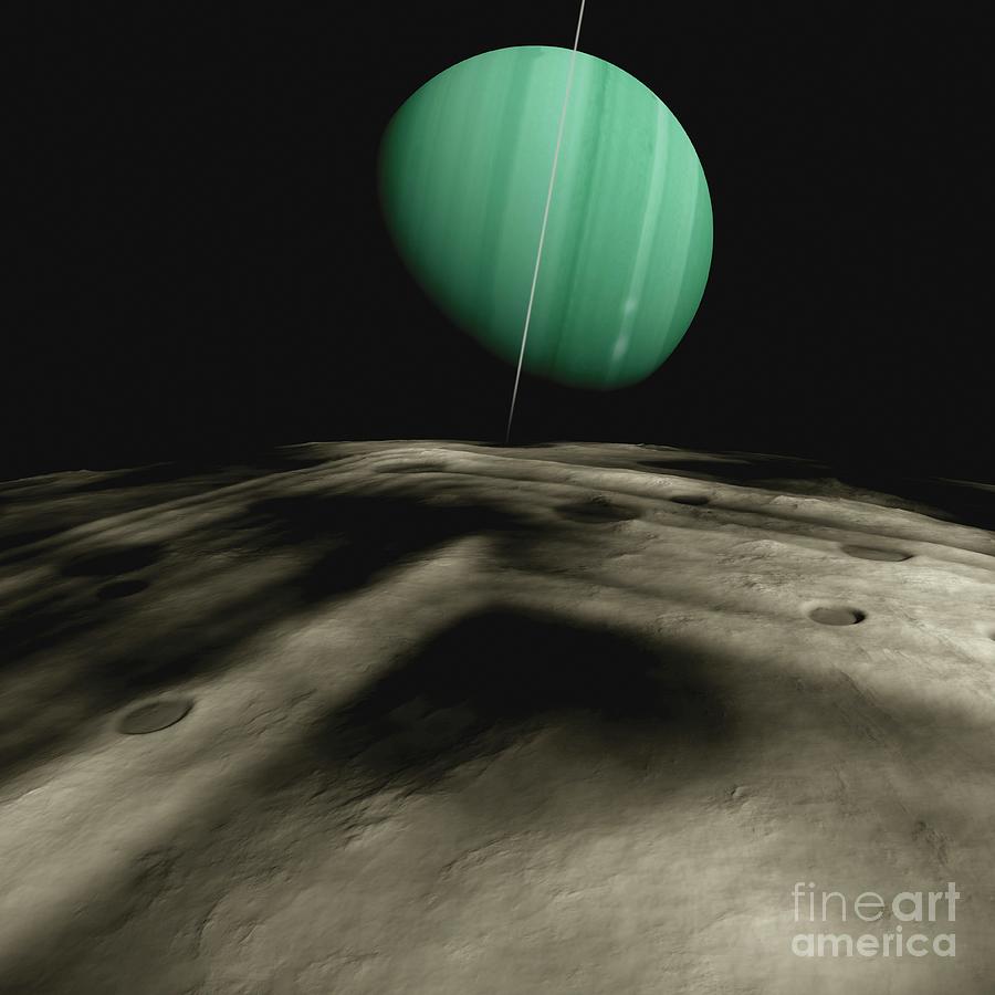 Uranus From Miranda Photograph by Tim Brown/science Photo Library