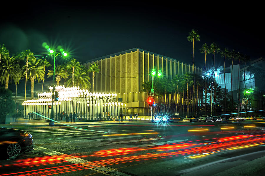 Urban Light Los Angeles Long Exposure At Night Photograph by Alex Grichenko