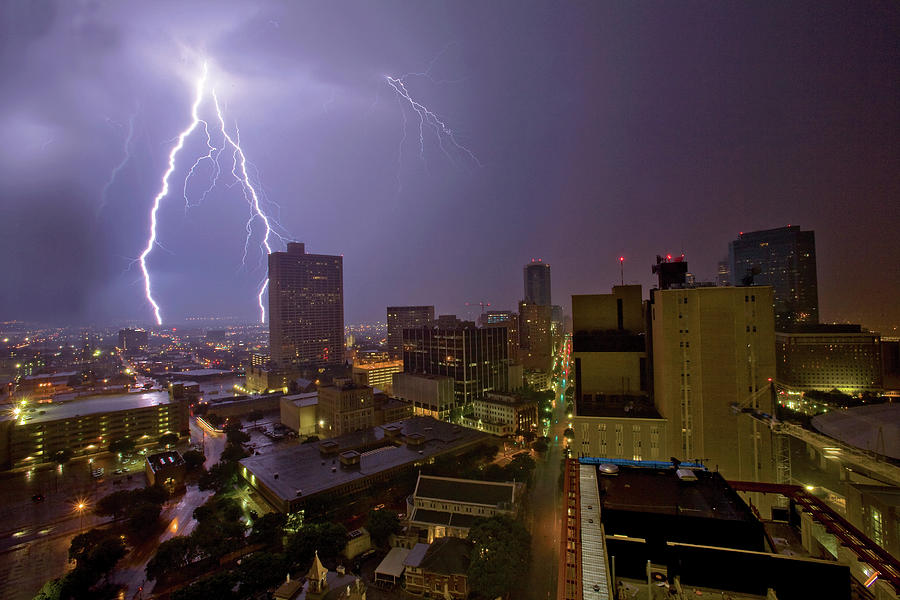 Urban Lightening Storm In The City Photograph by Monkeypics