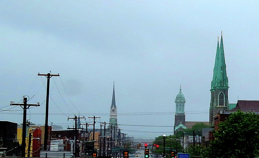 Urban Spires on a Rainy Evening in Philadelphia Photograph by Linda Stern