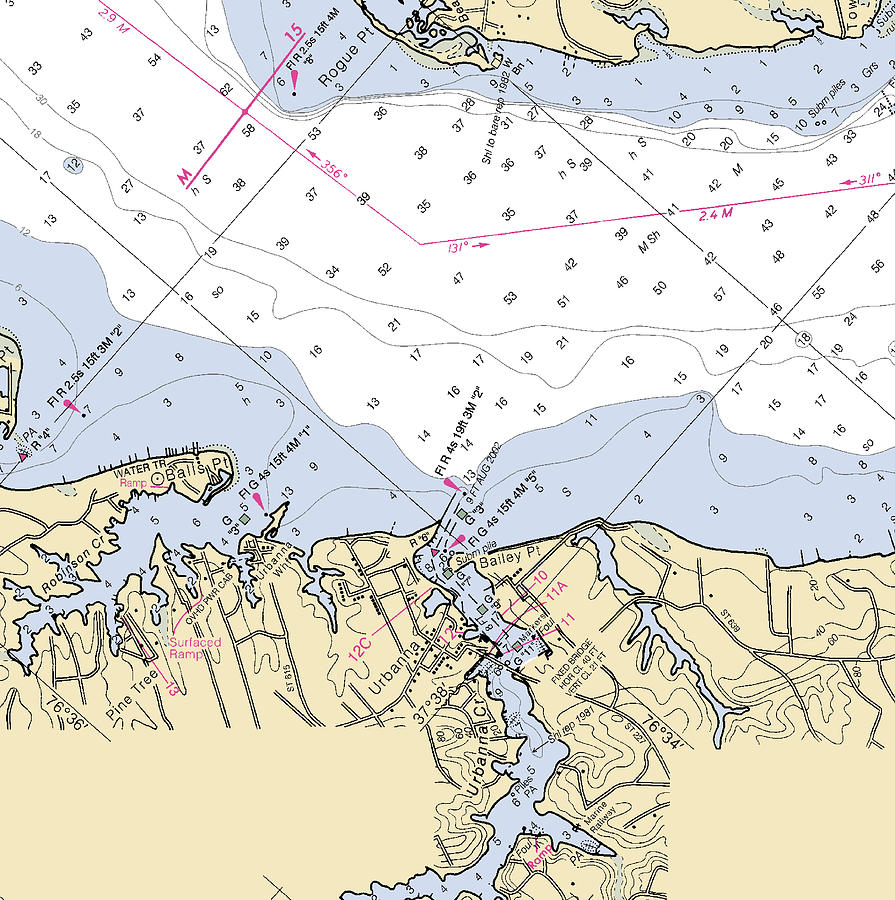 Urbannavirginia Nautical Chart Mixed Media by Sea Koast Pixels