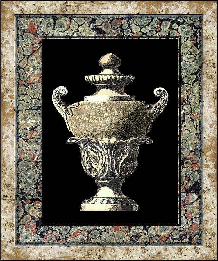 Vase Painting - Urn On Marbleized Background I by Unknown