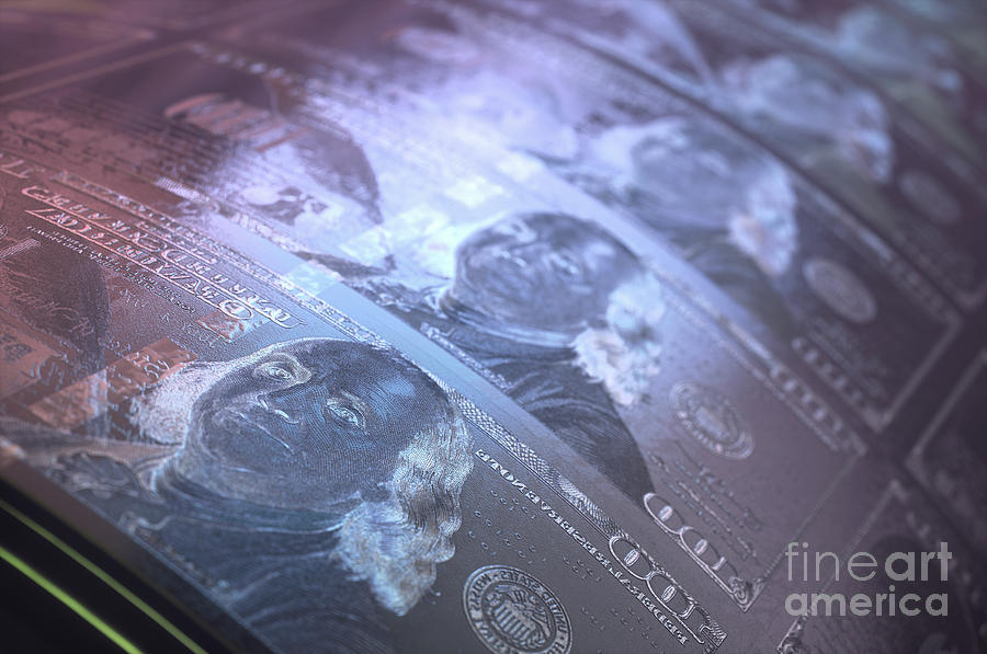 Nobody Photograph - Us 100 Dollar Banknotes by Ktsdesign/science Photo Library