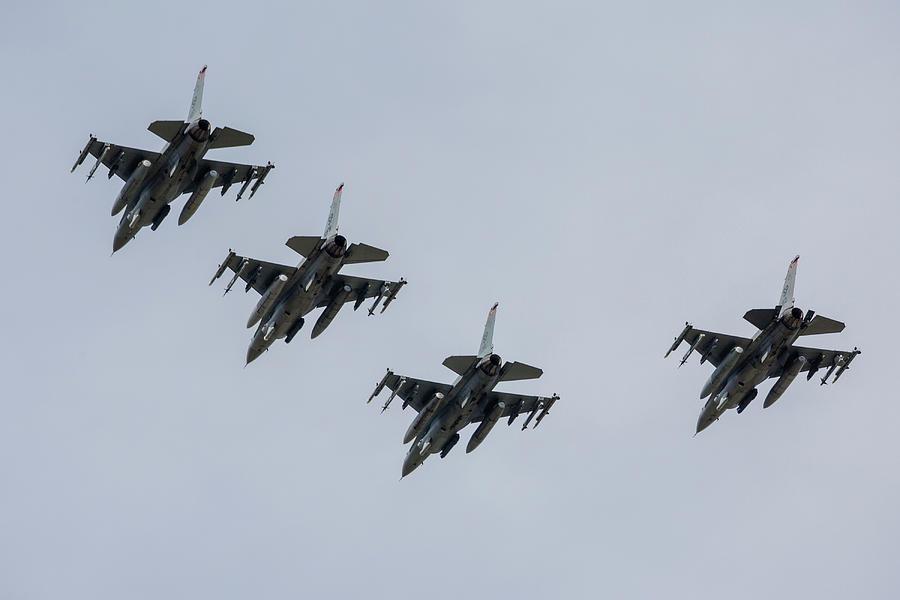 U.s. Air Force Quartet Of F-16c Photograph by Timm Ziegenthaler