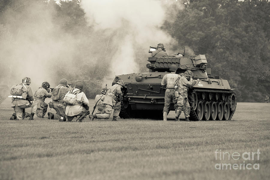 World War Ii Photograph - US Army Forces Tank Battle by Edward Fielding