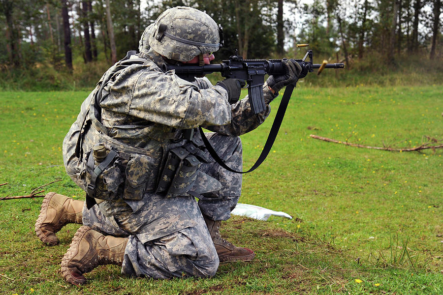 U.s. Army Soldier Fires His M4 Carbine Photograph by Stocktrek Images ...