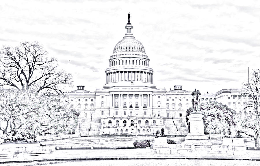 US Capitol Building Drawing Digital Art by Craig Fildes