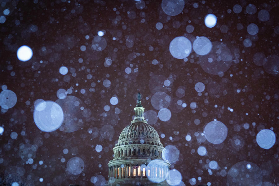 Us Capitol Building With Snow Photograph by The Washington Post
