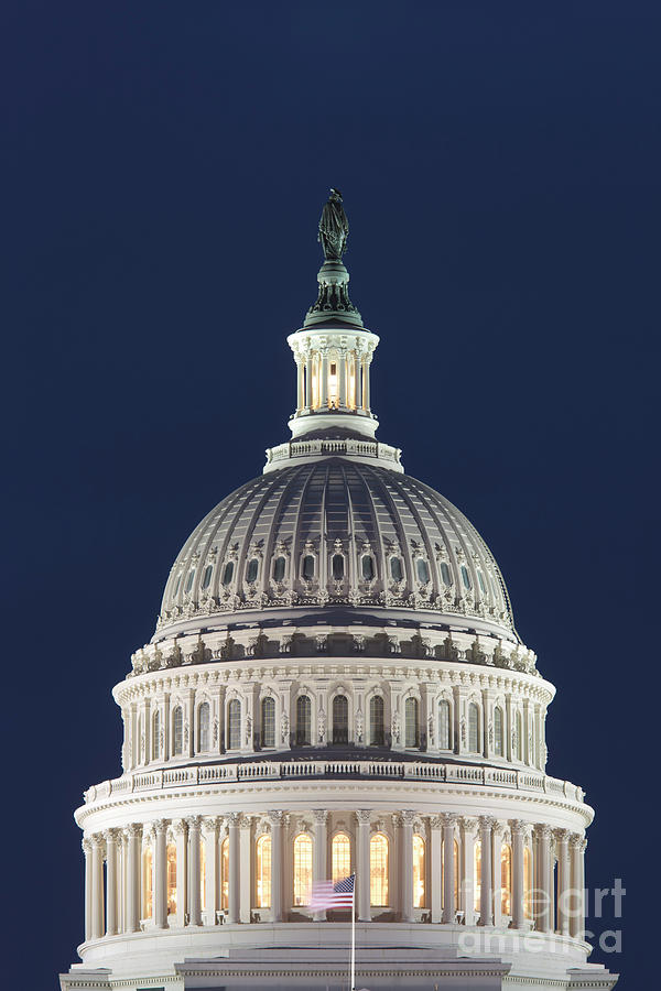 US Capitol Dome at Night I Photograph by Clarence Holmes