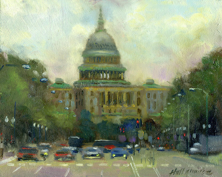 U.s. Capitol Painting by Hall Groat Ii