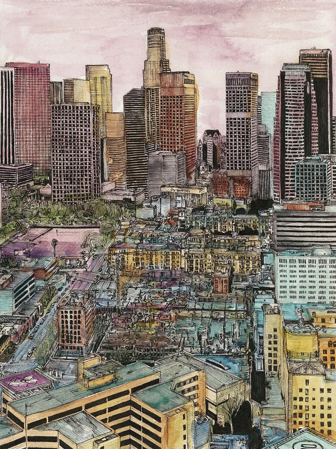 Us Cityscape-los Angeles Painting by Melissa Wang