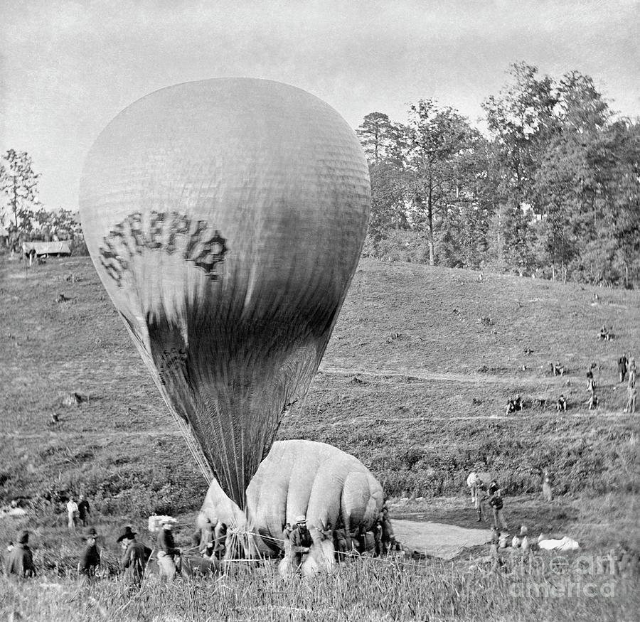 Us Civil War Observation Balloon by Library Of Congress/science Photo ...