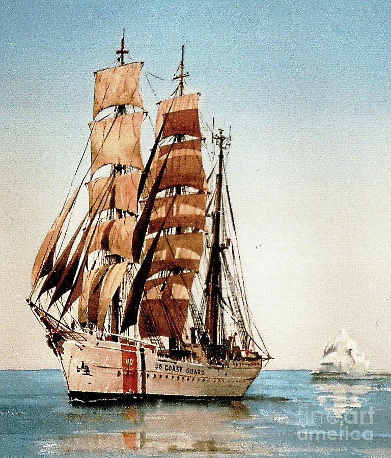 US Coastguard tall ship Painting by Val Byrne