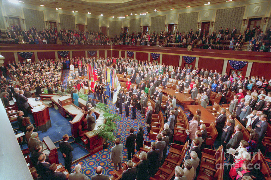 Event Photograph - U.s. Congress Reciting The Pledge by Bettmann