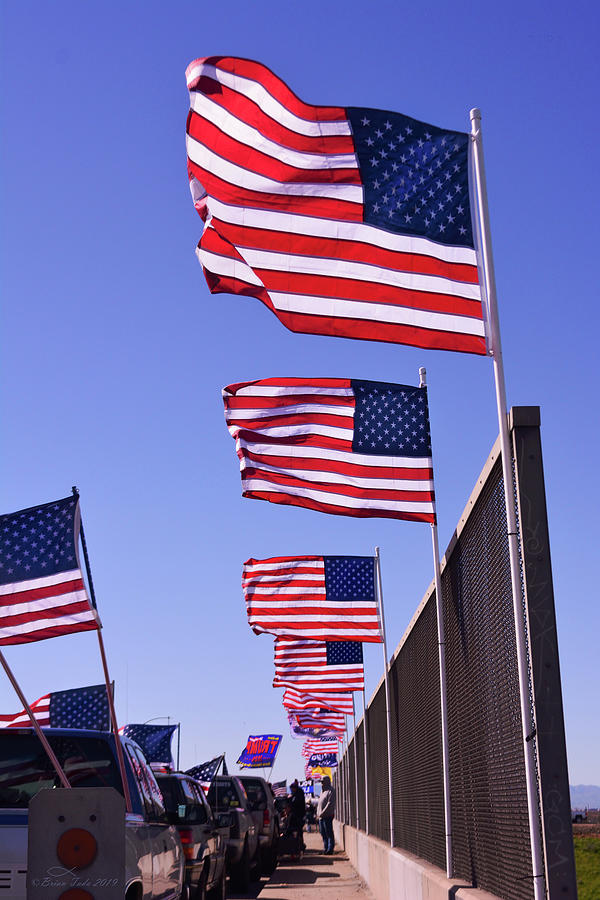 U.S. Flags, Presidents Day, Central Valley, California Photograph by Brian Tada