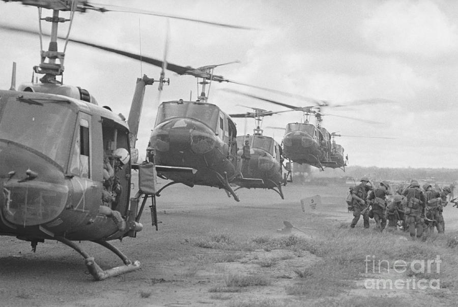 Us Helicopters Taking Photograph by Bettmann