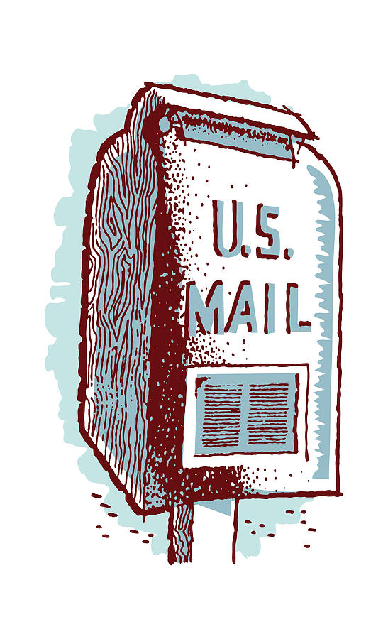 Vintage Drawing - U.S. Mailbox by CSA Images