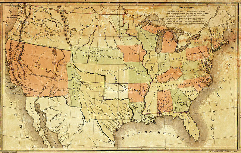 Us Map, James Polk, 1848 Photograph by Science Source