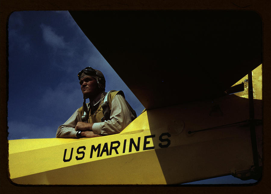 US marine glider pilot in training Painting by Palmer, Alfred T