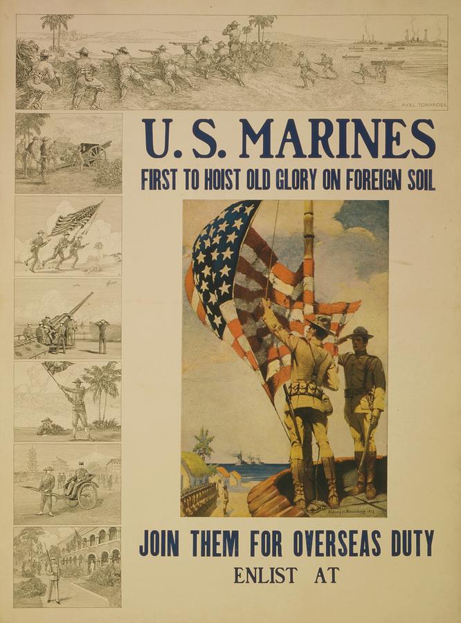 U.s. Marines ? First To Hoist Old Glory On Foreign Soil Painting by ...