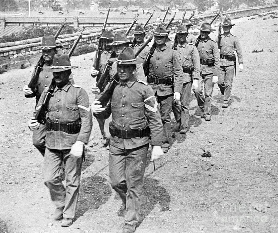 Us Marines March During Boxer Rebellion Photograph by Bettmann