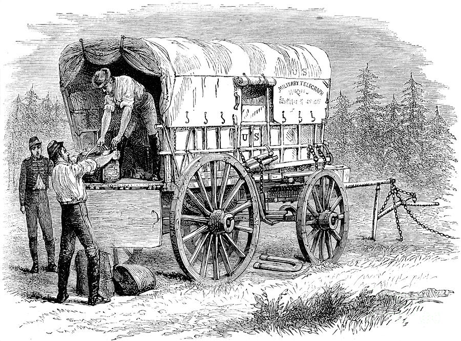 Us Military Telegraph Wagon, American Drawing by Print Collector