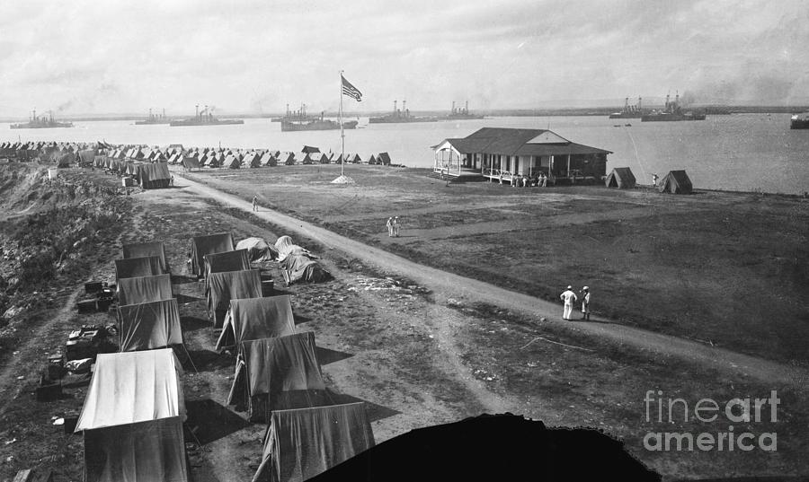 U.s. Military Tents And Flags At Camp Photograph by Bettmann