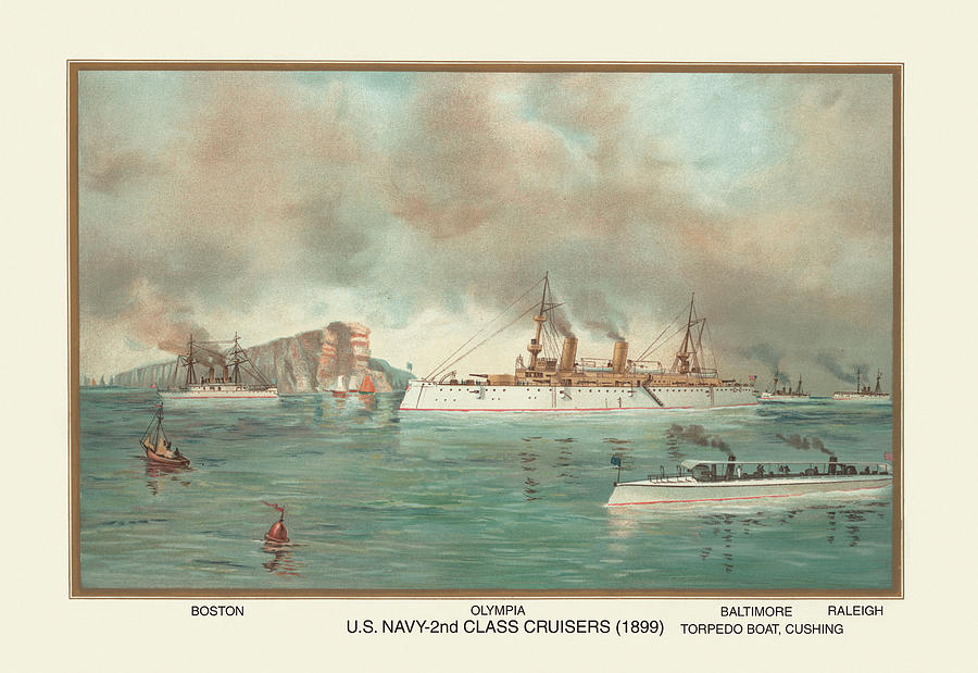U.S. Navy 2nd Class Cruisers (1899) - Olympia Painting by Werner