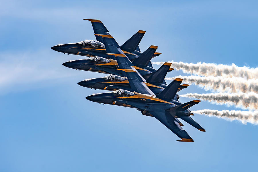 U.S. Navy Blue Angels with Smoke On Photograph by Erik Simonsen