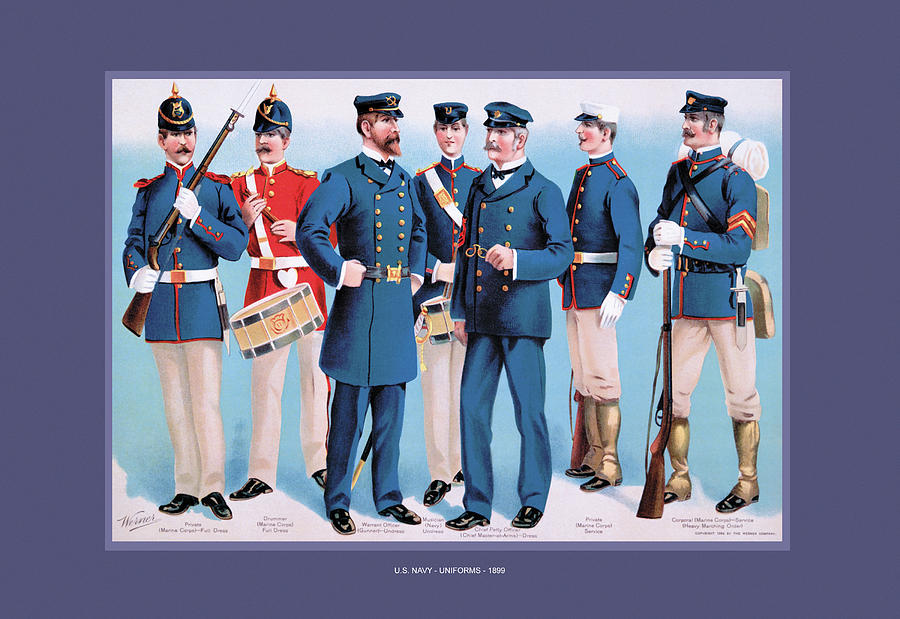 U.S. Navy: Uniforms, 1899 #1 Painting by Arthur L. Wagner