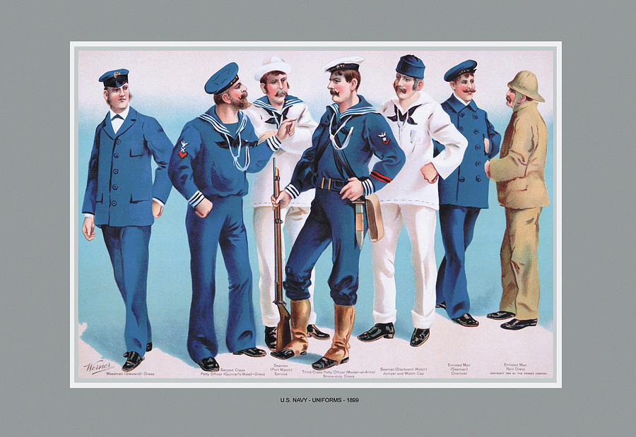 U.S. Navy: Uniforms, 1899 #2 Painting by Arthur L. Wagner