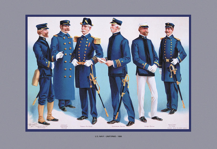 U.S. Navy: Uniforms, 1899 #3 Painting by Arthur L. Wagner