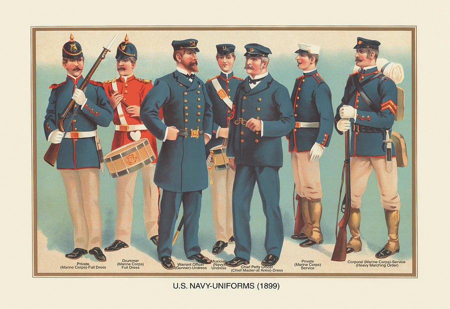 U.S. Navy Uniforms 1899 #3 Painting by Werner