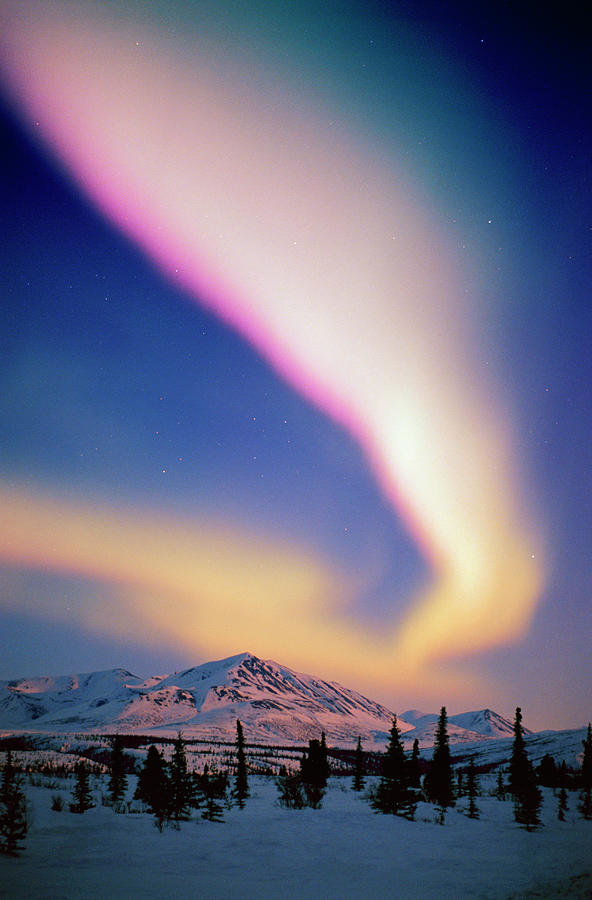 Usa, Alaska, Alaskan Range, Aurora Photograph by Johnny Johnson